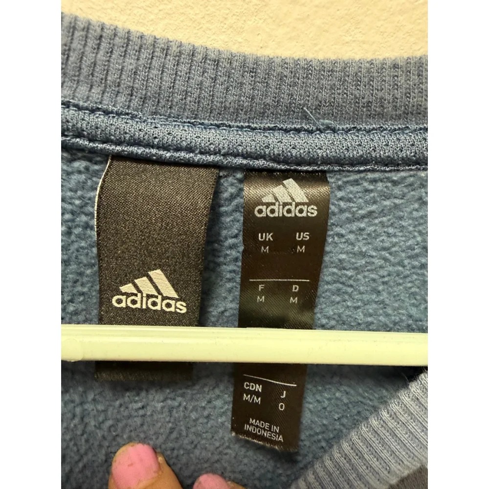 Men's Adidas Blue Black Training Crewneck Sweatshirt M - Picture 2 of 4